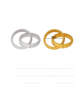 Detailed size chart for stainless steel spring snake bracelets in gold and silver