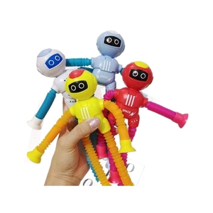 Space themed telescoping tube robot toys with suction cups in four bright colors