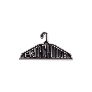 Pro-Choice letter metal enamel brooch pin in clothes hanger design for fashion accessory