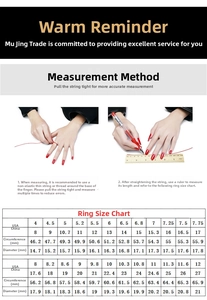 Detailed ring size chart showing US and CN sizes with circumference and diameter data