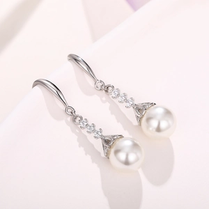 Elegante Imitationsperlen Tropfenohrringe Kupfer Zirkon Hochzeit Brautschmuck Accessoires Für Frauen Geschenk
