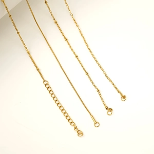Various 18K gold plated stainless steel necklaces including snake and bead chain styles