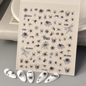 Halloween Spider Web Nail Art Stickers Dark Vintage 5D Embossed Spiderweb Nail Decals Self Adhesive Manicure Decoration