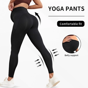 Pantalon de yoga noir de maternité à taille haute avec soutien abdominal ajustable