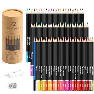 Detailed set of 72 professional colored pencils with sharpener and vinyl eraser