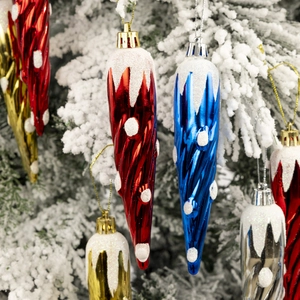 Addobbi Natalizi A Ghiacciolo Spirale Plastica Galvanizzata Con Glitter Di Neve Per Decorazione Albero