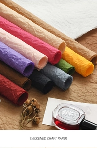 Detailed texture of colorful thickened crinkle kraft paper for floral arrangements