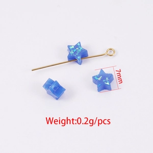 7mm blue star synthetic opal bead with sparkling flakes and 0.2g weight