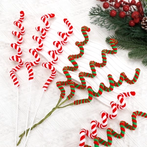 Spiral Christmas candy sticks in red, white and green for DIY tree and bouquet decor