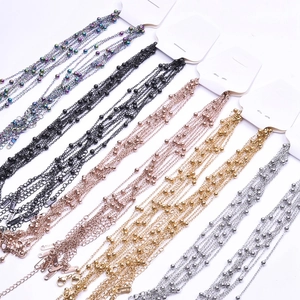 1.6mm stainless steel beaded O-chain necklaces in multiple metallic plated color options