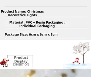 Detailed product specs of LED resin Christmas house with size 6x6x8cm and PVC material