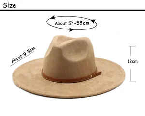 Spécifications de taille pour un chapeau fedora kaki avec largeur de bord et tour de tête
