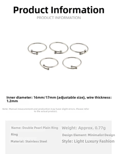 Detail specifications of stainless steel adjustable ring with 1.2mm band and double beads