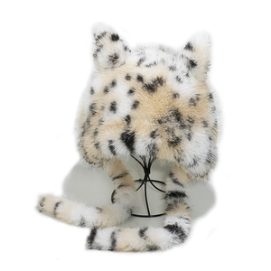 Women Winter Faux Fur Trapper Hat With Animal Ears Leopard Print Plush Warm Windproof Ear Flap Hat