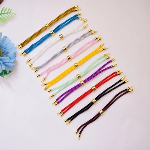 Adjustable Milan Braided Cord Rope For DIY Bracelet Jewelry Making With Gold Plated Copper Metal Buckle Sliding Design