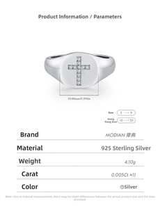 Detail view of S925 sterling silver cross ring with eleven stones and size measurements