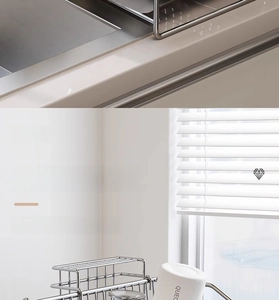 Detail view of a 304 stainless steel cup rack with a U-shaped design for kitchen drainage