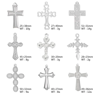 Cross Pendant Stainless Steel DIY Jewelry Making Accessory Religious Hiphop Punk Style For Necklace Bracelet
