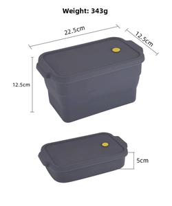 Collapsible grey silicone bread mold showing expanded and folded states for storage