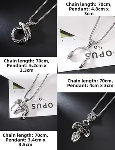 Detailed views of four vintage hip-hop pendants including dragon, elephant, and skull motifs