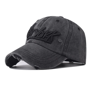New York Embroidery Baseball Cap Washed Cotton Distressed Ripped Peaked Hat Vintage Streetwear Outdoor Unisex Adjustable