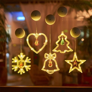 Christmas window suction lights set with warm white LED stars and trees for decor