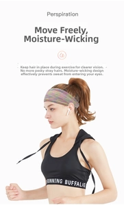 Close-up of elastic moisture-wicking headband with colorful tie-dye gradient texture