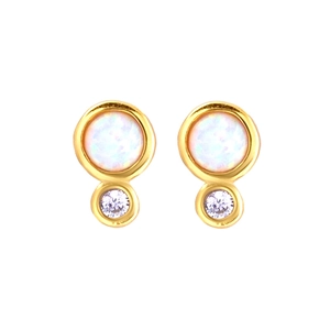 Simple Opal Zircon Stud Earrings With 925 Sterling Silver Earring Post Copper Base Korean Style For Women