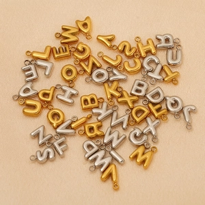 Capital Alphabet Letter Pendants 304 Stainless Steel PVD 18K Gold Plated DIY Jewelry Making Charms Puffy Initial A-Z