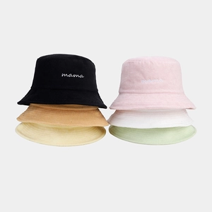 Chic mama embroidery bucket hats in multi-color towel fabric for women's autumn style