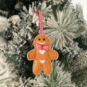 Décoration de Noël en feutre en forme de bonhomme de pain d'épices sur sapin