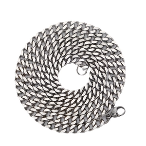 Minimalist 3-5mm silver stainless steel Cuban link chain necklace for men in circular layout