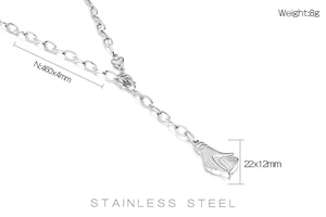 Détails des dimensions du collier en acier inoxydable avec pendentif cœur et mesures