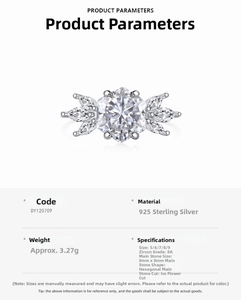 Detalle anillo de plata 925 con circón hexagonal corte hielo y piedras laterales.