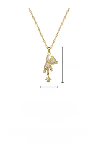 Detail of titanium steel star bear necklace with sparkling cubic zirconia inlay and dimensions