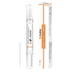 Waterproof double eyelid styling cream set with applicator fork and pen for natural look