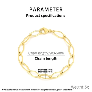 Detail of 200x7mm gold stainless steel paperclip chain necklace with lobster clasp