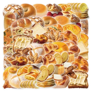 Adesivi per panetteria in acquerello con croissant e pasticcini realistici per decoro