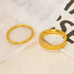 Minimalist Band Ring Stainless Steel PVD 18K Gold Plated High Polish Glossy Plain Ring For Men Women Fashion Jewelry
