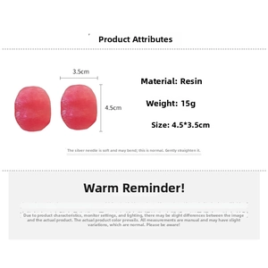 Pink oval resin earring detail with 4.5cm height and silver needle specifications