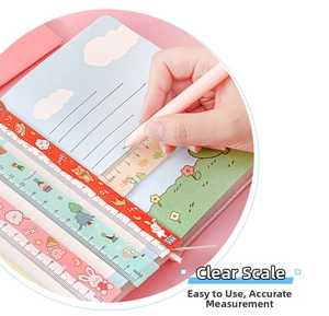 Detail of 15cm cartoon ruler showing clear dual-side scales and cute animal illustrations