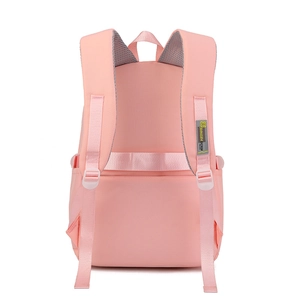 Pink high-capacity student backpack showing breathable padded straps and back support