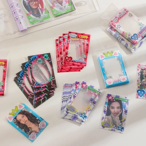 Étuis de protection en PVC imprimés pour cartes photo 3 pouces avec motifs de cœur