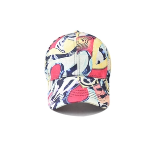 Cotton baseball cap with colorful geometric graffiti pattern and a curved visor style