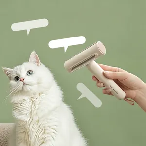 3-in-1 pet grooming brush for long haired cats with stainless steel teeth and pink handle