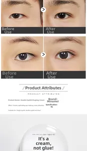 Detail view of double eyelid styling cream with usage comparison and product specifications