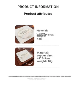 Detailed size and weight specs for silver bow bracelet and necklace in copper material