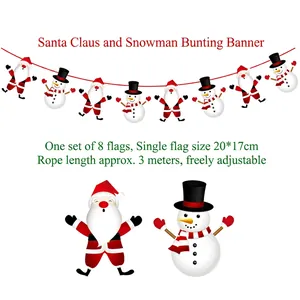 Detail of Christmas banner with Santa and Snowman figures, 8 pieces, 3m adjustable rope