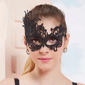 Elegant black lace phoenix masquerade mask for women and men, perfect for party wear