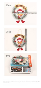 Detailansicht der 38 cm Weihnachtskranz-Maße und Gewicht mit Weihnachtsmann-Figur